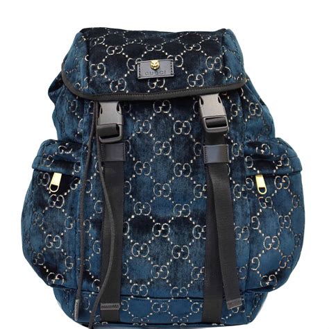 Buy Gucci GG Velvet Medium Backpack 'Blue' 